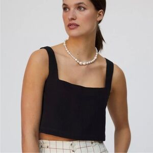 SOLD Anthropologie Black Linen Sleeveless Crop top Tank XL